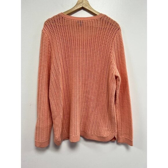 Talbots knitted Open Stitch Sweater Stitch Sweater Space lambswool Orange 1X - Picture 2 of 8